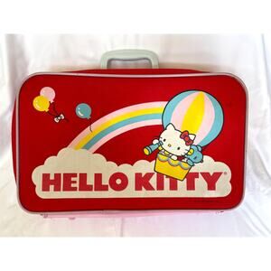 Rare Vintage 80s Sanrio Hello Kitty Suitcase Luggage Rainbow Hot Air Balloon